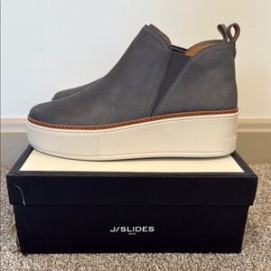 J/SLIDES Gray Platform Slip-On Wedge Sneakers Mika Women’s size 8
